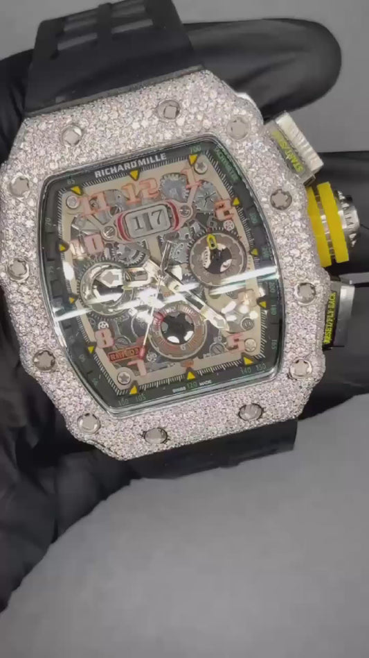 BALCK BAND ICED OUT MILLY WATCH