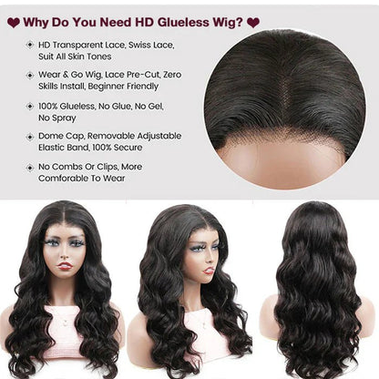 Wear And Go-Glueless Body Wave Pre-Cut HD Lace Closure Human Hair Wigs - KEITHWEAR.COM